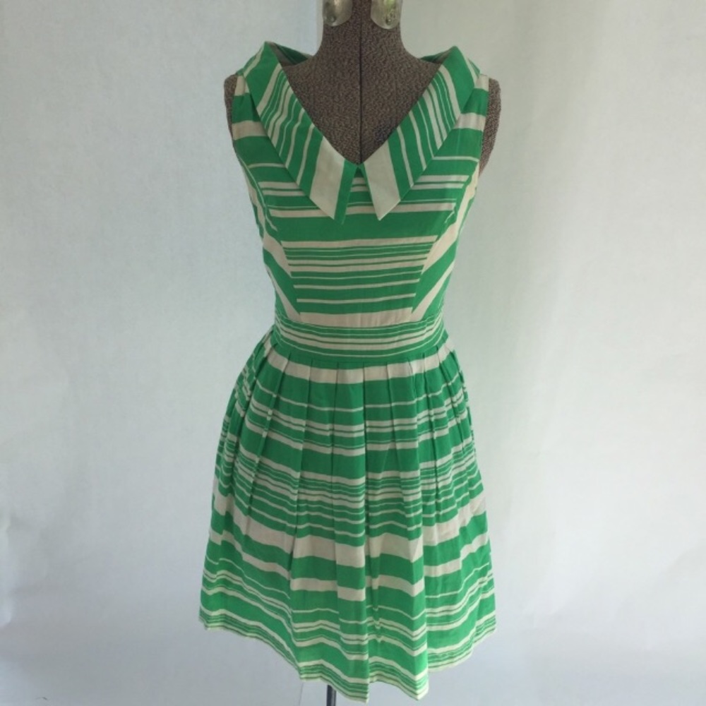ORSAY Green and White Stripe Dress Size 6